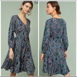 Anthropologie Maeve Maplewood paisley neon dress